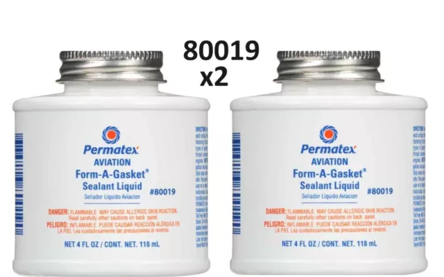 2 x Permatex 80019 Aviation Form-A-Gasket NO. 3 Sealant Liquid 4oz Non-Hardening