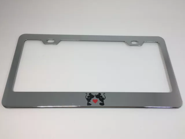 Disney Mickey Minnie Mouse Chrome Stainless Steel Metal License Plate Frame