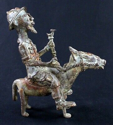 Art Africain Tribal - Cavalier "Colon" en Bronze Akan Ethnie Baoulé - 19,5 Cms