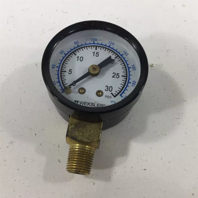 Weksler Instruments Pressure Gauge 1.5" Face Lower Mount 30PSIG 1/4" NPT