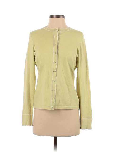 Ann Taylor Women Yellow Silk Cardigan S