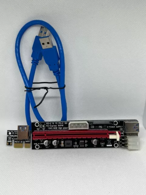 PCI-E 1x to 16x Powered USB3.0 GPU Riser Extender Adapter Card