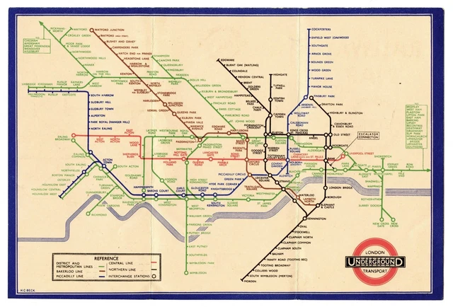 ORIGINAL LONDON UNDERGROUND Railways Tube Map Harry Beck 1938, No.1 EUR ...