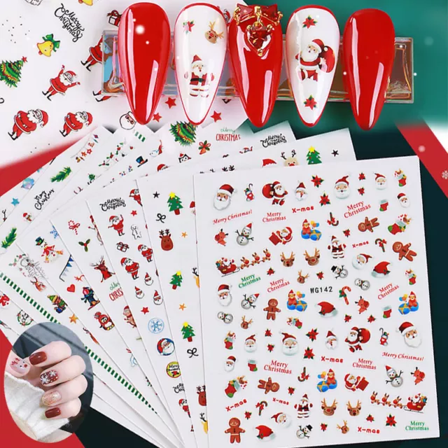 Pegatinas de arte en uñas copo de nieve de Santa Claus calcomanías de uñas pegatinas de uñas de Navidad