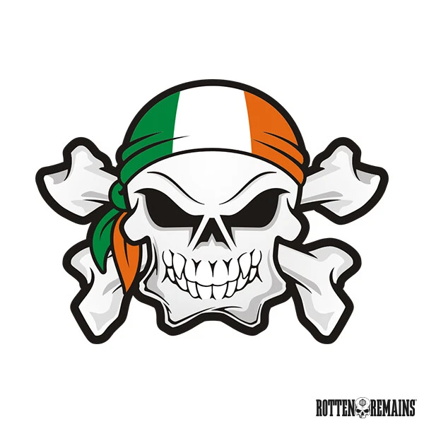 Ireland Flag Skull Crossbones Decal Irish Biker Vinyl Sticker e7m