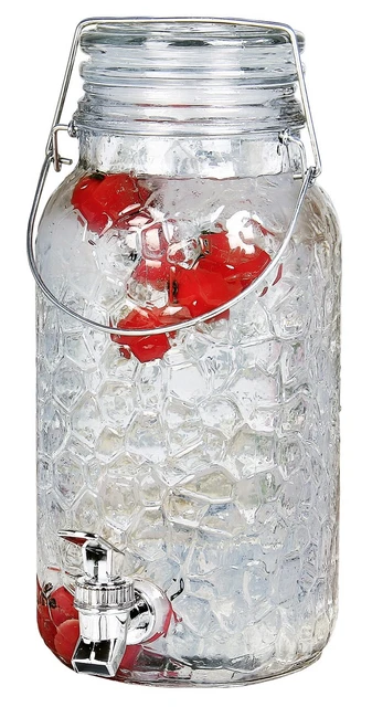 Estilo Glass Drink Dispenser - Sun Tea Jar with Spigot, 1 Gallon, Hammered Gl...
