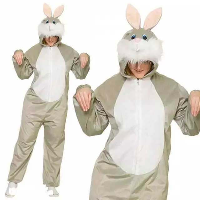 Deluxe Adult Unisex Easter Bunny Rabbit Costume Fancy Dress Jumpsuit Outfit OS