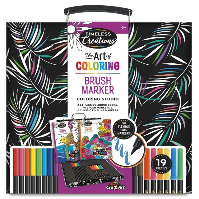 Cra-Z-Art Timeless Creations Multicolor Brush Marker Coloring Set, Child Ages 6