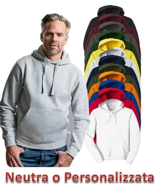 Felpa da Uomo con Cappuccio e Tasche Maglia Tuta Casual Cotone Felpata Russell E