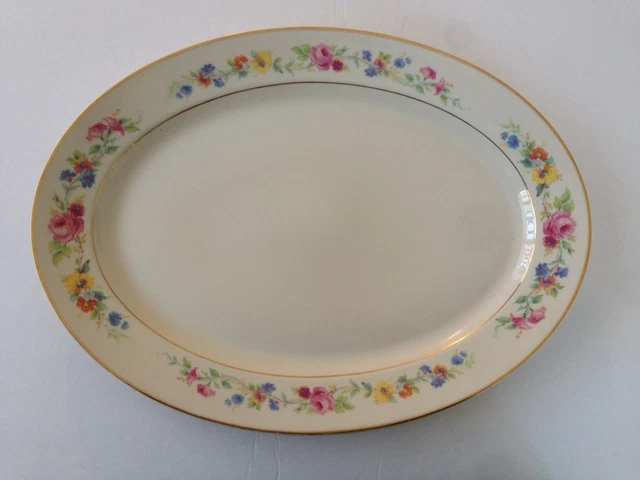 Syracuse China CLIFTONDALE Old Ivory Floral / Flowers - 16" OVAL SERVING PLATTER