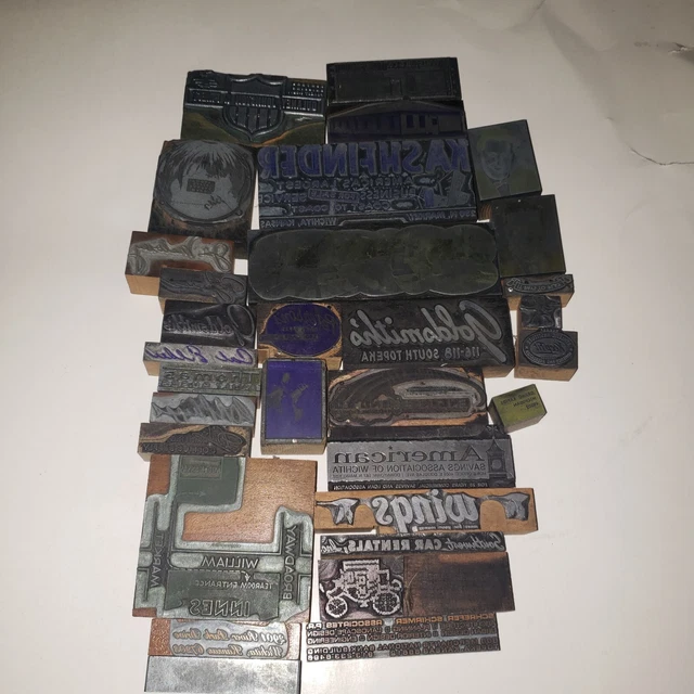 Vintage Letterpress Printer Blocks Lot of 30