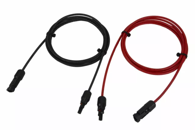 1 Pair 10 ft Solar Panel Extension Connector 12 AWG PV Cable Wire Blk/Red