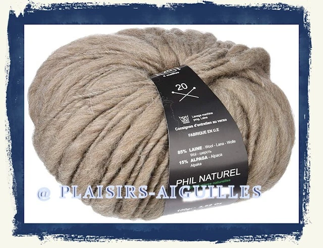 Lot De 10 Pelotes De Laine Phildar Soft + Taupe – Aiguille 3.5 – Laine, Polyamide, Alpaga – Neuf