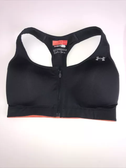 Under Armour Made For Me Zip Front Sports Bra Women's Size 34D-Black