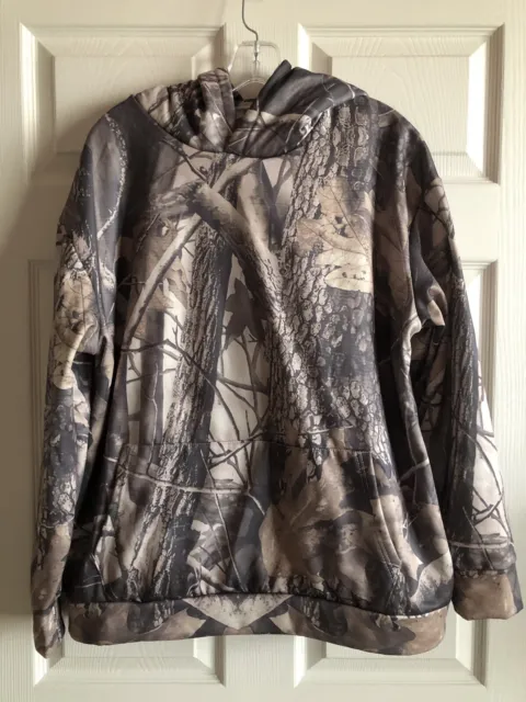 Mens Size Large Camouflage Hooded Sweatshirt Kangaroo Pocket Polyester Spandex