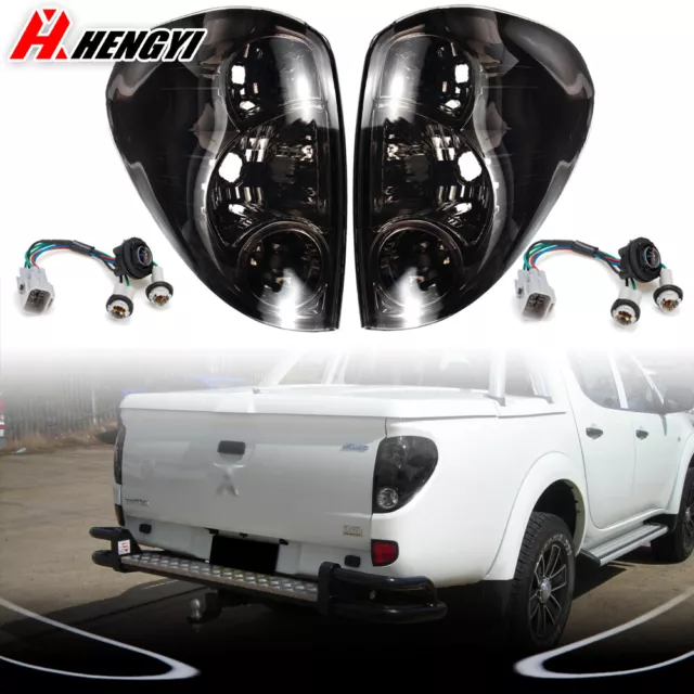 Pair Smoke Black Rear Tail Light Lamp For Mitsubishi Triton Colt ML MN Ute 05-16