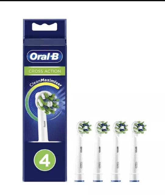 Oral-B CrossAction Aufsteckbürsten 4x Zahnbürstenaufsatz CleanMaximiser Weiß