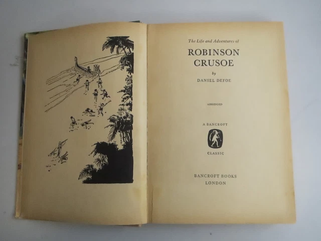 VINTAGE 1970 HARDBACK book Robinson Crusoe by Daniel Defoe Bancroft ...
