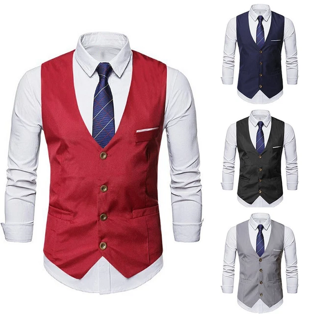 Gilet Formel Homme Col V Sans Manches - Costume Tenue Affaires Confortable - Neuf Avec étiquettes