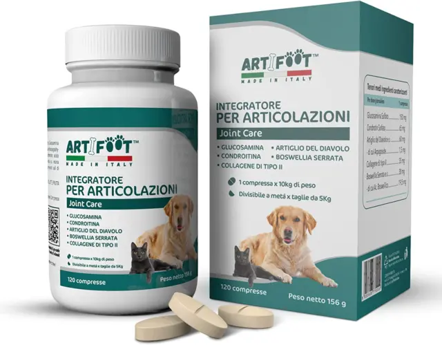 ARTIFOOT - Integratori per Cani Articolazioni - 120 Compresse Insapore - Glucosa