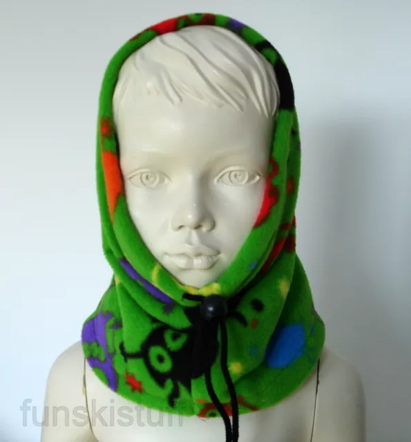 Kids GIRLS BOYS GREEN SCARY MONSTER Alien SNOOD neck warmer balaclava scarf hat 2