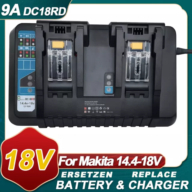 Chargeur de batterie 9A rapide double 2 ports pour Makita DC18RD Li-ion14,4V/18V