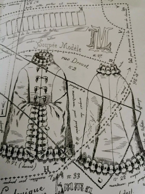 Patron De Couture Ancien Pour Robe De Poupée 45cm - Reproduction Juin 1880 - La Poupée Modèle
