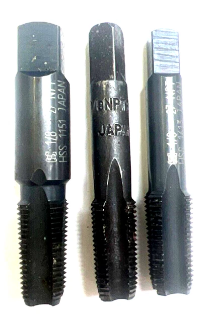 Assorted Lot 3 Straight Flute 1/8-27 Npt 4Flute Tap