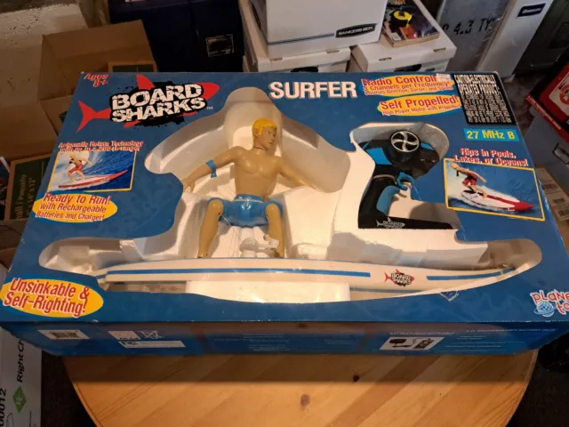 R/C Board Sharks Surfer Planet Toys Radio Controlled Toy In Box Rare