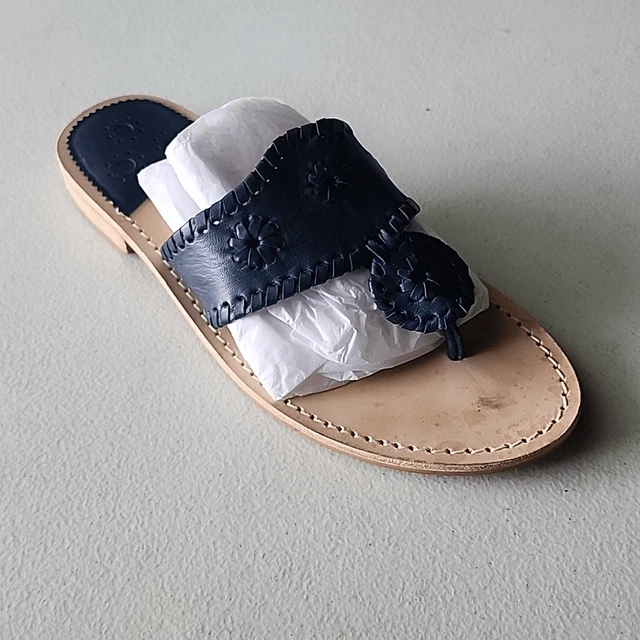 Nearly New Jack Roger’s Jacks Flat navy Sandals, Size 8 Wide