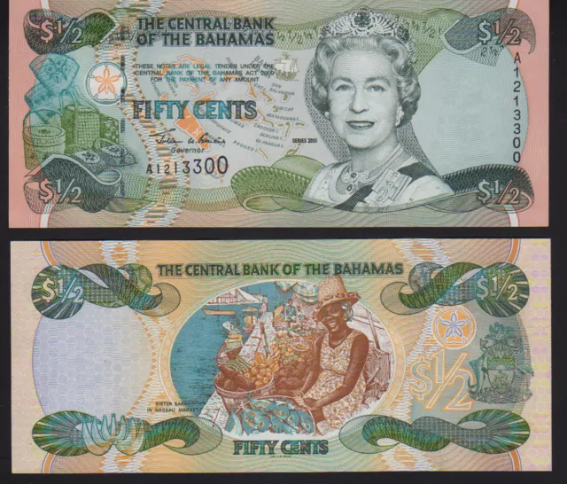 Bahamas 2001 Fifty (50) Cents Mint Unc. Pick 68