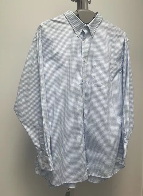 Gazman Men's Shirt Button Up Size XXXL 3XL Check Long Sleeve Blue White Business