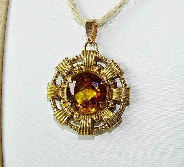 Pendentif Art Déco Vintage Oresto Années 1930 - Plaqué Or, Pierre Bleue, Occasion