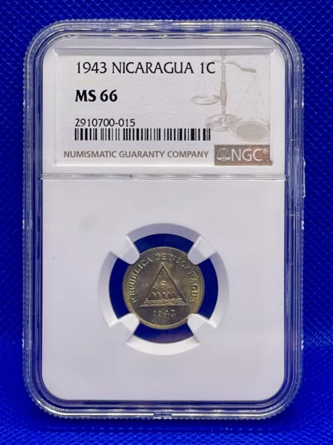 1943 Nicaragua 1 Centavo NGC MS66
