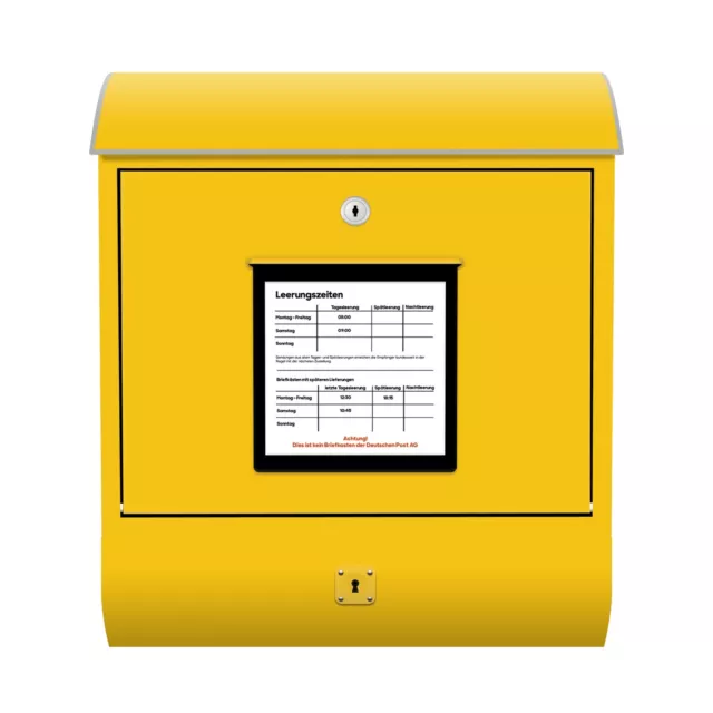 Briefkasten Postkasten mit Zeitungsfach Gelb Letterbox Mailbox Yellow Design