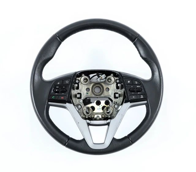 Housse De Volant Cuir Perforé Pour Hyundai Tucson MK1 - Bleue, Double Couture, Facile à Installer, Garantie 1 An
