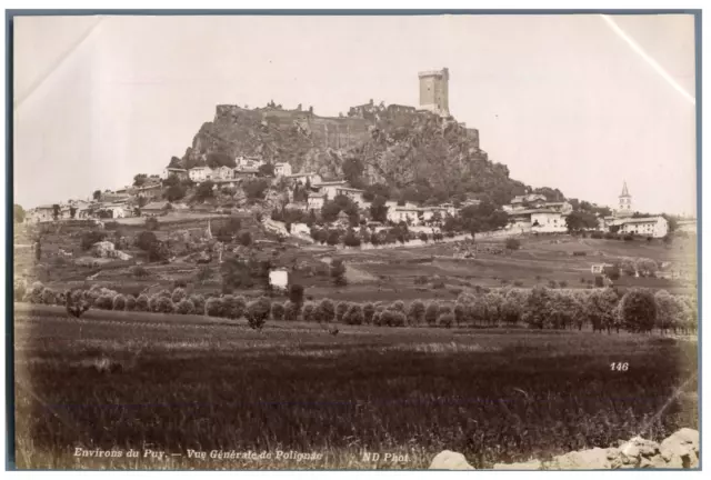 ND, France, Environs du Puy en Velay, Vue générale du Polignac Vintage albumen p