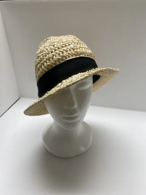 J Crew Hat Womens OS Beige Paper Straw Floppy Brim Packable Bucket Beach Sun