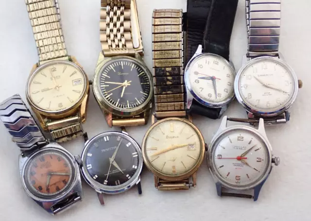 Lot Of 8 Vintage Mens Swiss Wristwatch Watches Parts Repair