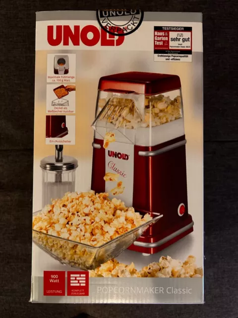 "Unold Popcornmaschine - OVP, Retro Design, Heißluft Popcorn Maker, Snackautomat