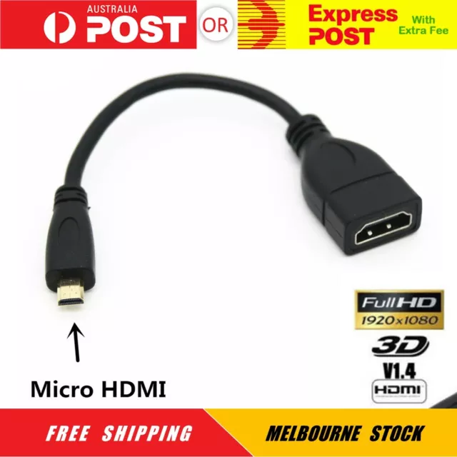 Micro HDMI Male Type-D to HDMI Female Adapter Cable Converter 1080P HD HDTV