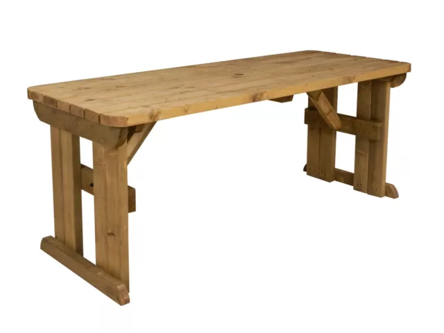 Picnic Table Hollies Rounded Wooden Outdoor Garden Furniture Heavy Duty