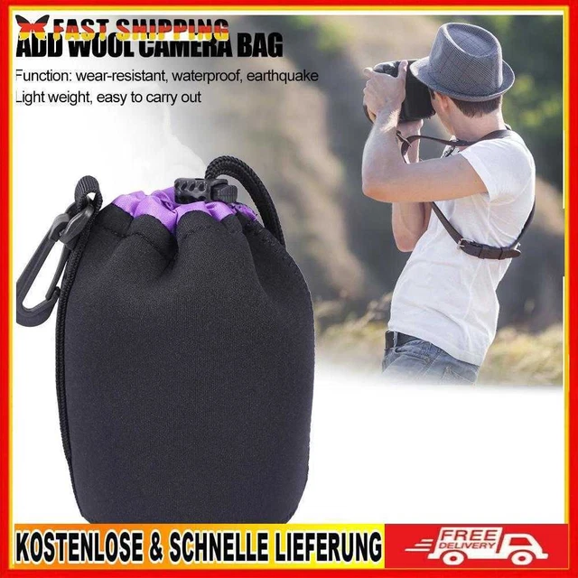 Neoprene Camera Lens Pouch Drawstring Waterproof Shockproof Soft Bag (M)