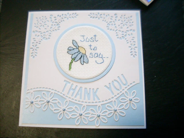 Handgefertigte Fertige Kreuzstichkarten Blume Danke