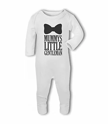 Mummys Little Gentleman with Bow Tie design - Baby Romper Suit by BWW Print Ltd