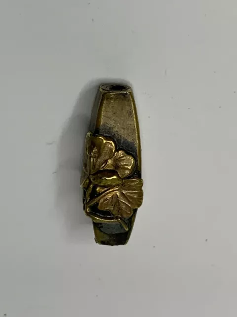 Antique Ojime Gold Flower Lilly Pad Bead Meiji Japan Netsuke Inro Mixed Metals