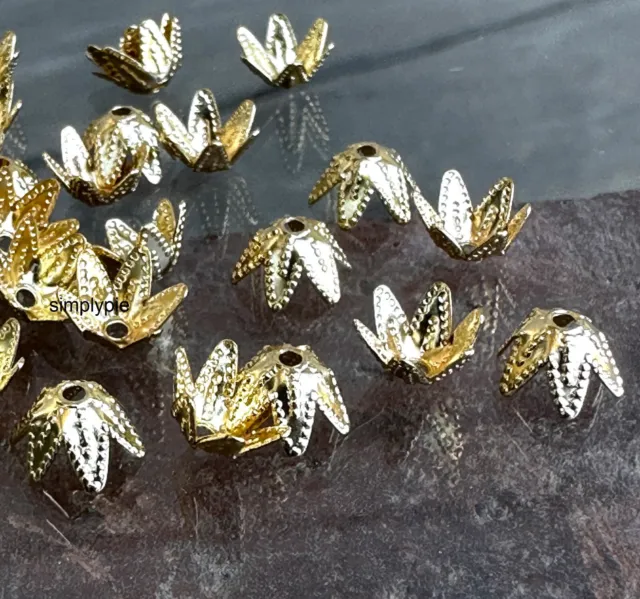 Gold Star Bead Caps 7x4mm 50Pcs Gold Plated Brass