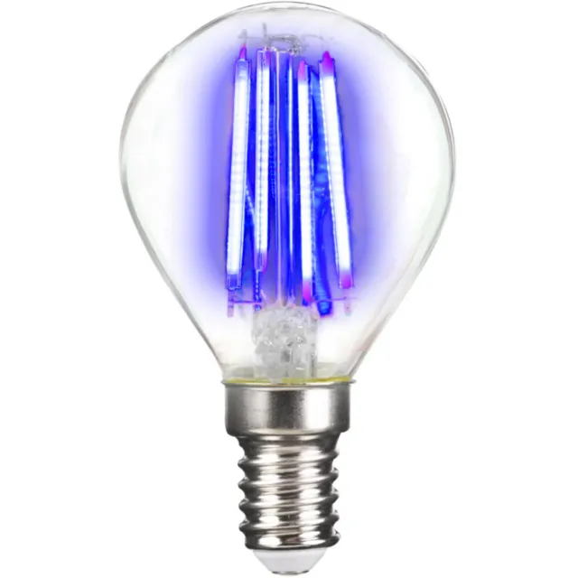 LightMe LED Filament Leuchtmittel Tropfen 4W E14 klar Blau P45 Classic Deco blue