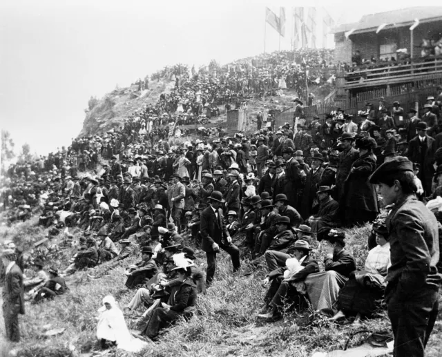 1908 San Francisco Great White Fleet Arrival Large Telegraph Hill Crowd~Negative