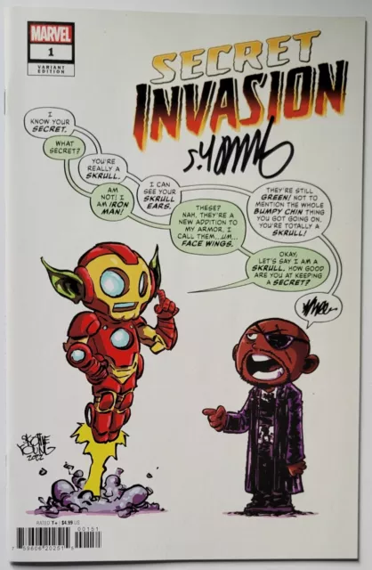 Secret Invasion #1 Young Variant Marvel 2023 Signed By Skottie Young + Coa Nm